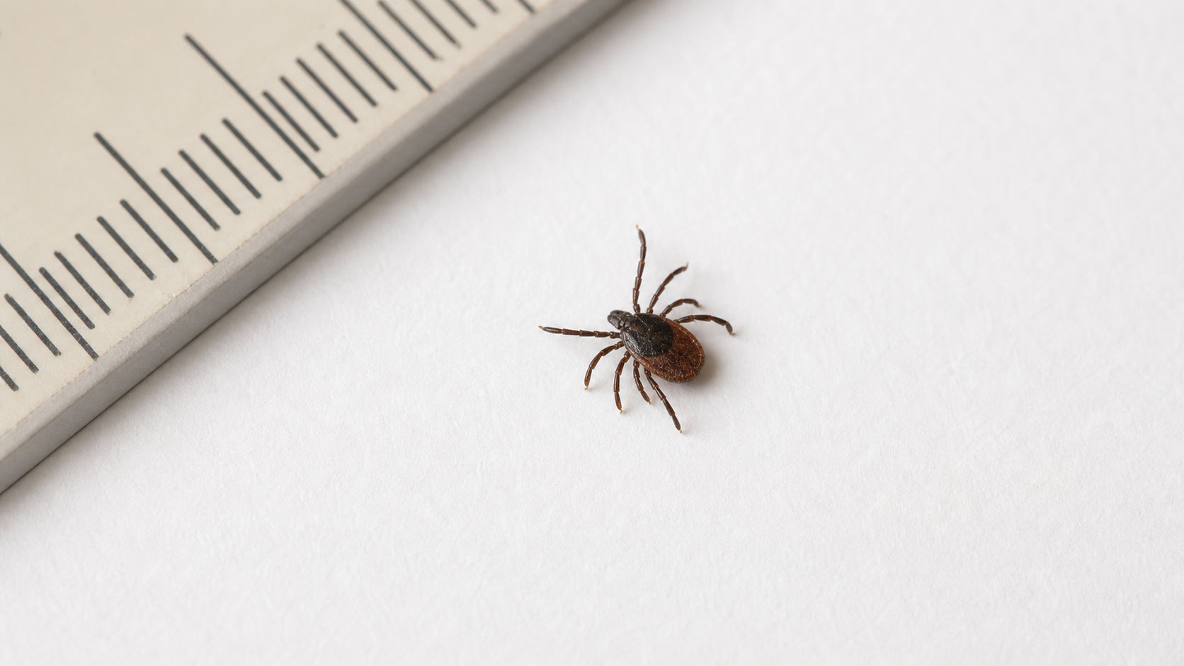 Deer tick identification macro tick photo beside ruler