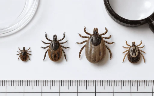 Nymph tick identification size comparison with ruler